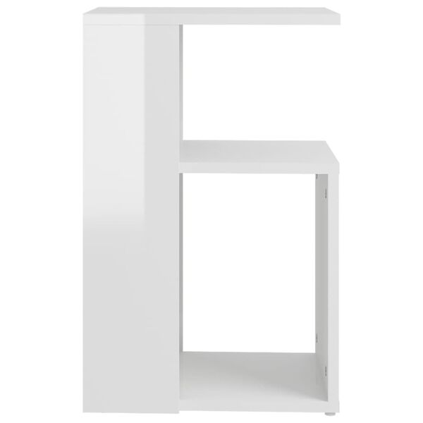 vidaXL Side Table High Gloss White Engineered Wood 14.2 x 11.8 x 22.0 in