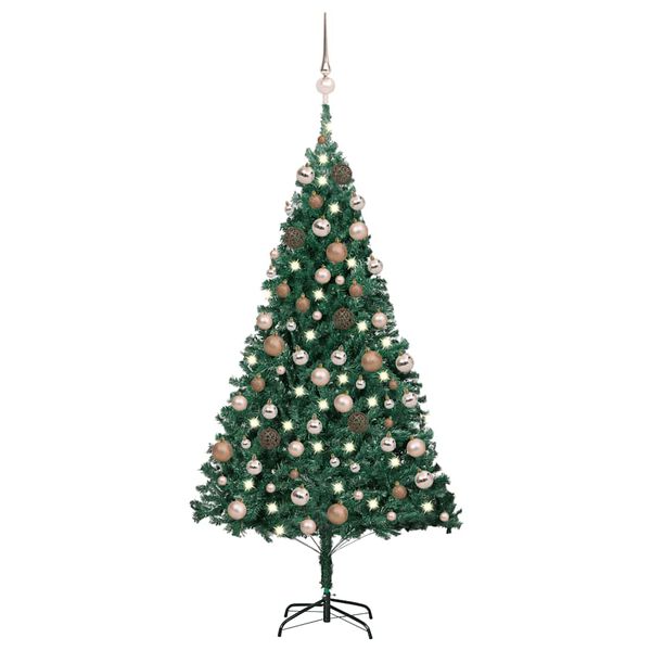 vidaXL Artificial Pre-lit Christmas Tree with Ball Set Green 47.2" PVC