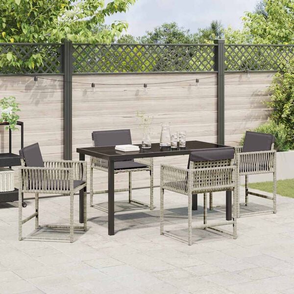 vidaXL Garden Dining Set 5 pcs Light Grey poly rattan