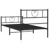 vidaXL Bed Frame Black Powder-Coated Steel Twin Bed Frame Rectangular