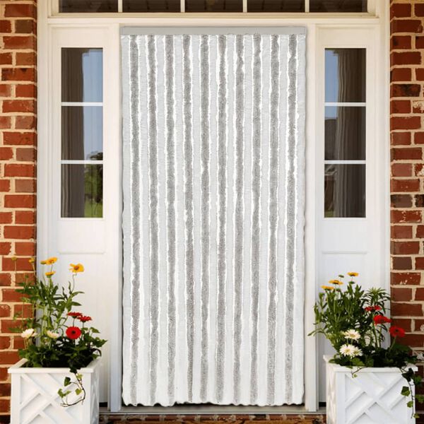 vidaXL Fly Curtain Light Grey and White 35.4x86.6" Chenille