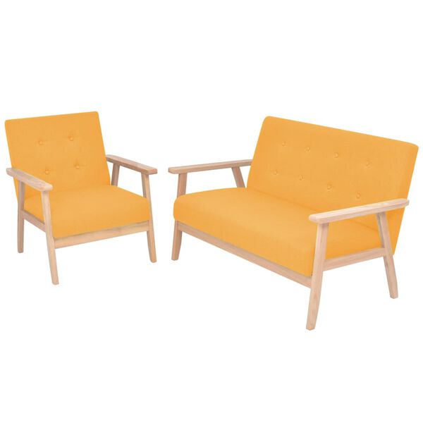 vidaXL Sofa Set Yellow Polyester Standard Modern Sofa Set