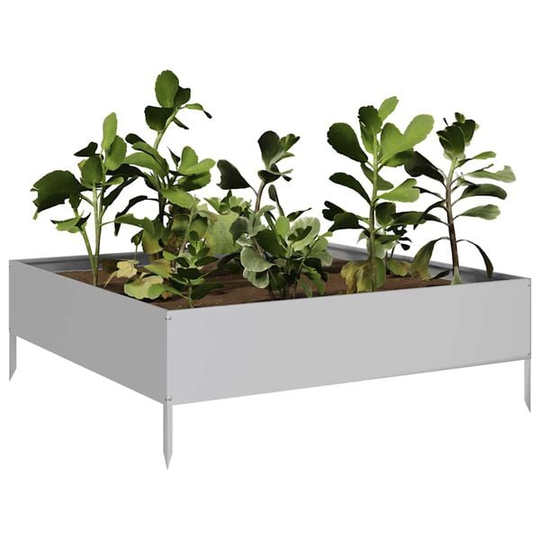 vidaXL Garden Raised Bed Galvanized Galvanized Steel 39.4 x 39.4 x 13.2 in