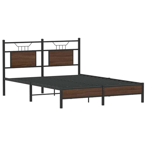 vidaXL Bed Frame without Mattress Brown Oak 53.9x74.8” Engineered Wood