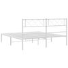 vidaXL Metal Bed Frame White Powder-Coated Steel Small Double Bed Frame