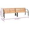 vidaXL Twin Garden Bench Brown Chinese fir wood, powder-coated steel Large
