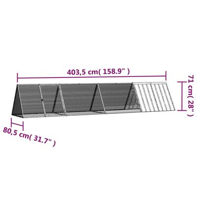 vidaXL Rabbit Cage Anthracite 158.9"x31.7"x28" Galvanized Steel