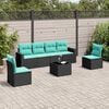 vidaXL 7 Piece Patio Sofa Set with Cushions Black Poly Rattan