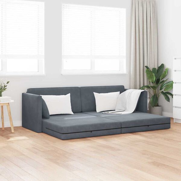 vidaXL Floor Sofa Bed Dark Grey 83.86 x 27.56 x 30.31 in Velvet