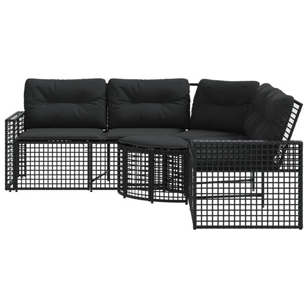vidaXL Garden Sofa Black PE rattan, powder-coated steel, foam, polyester