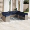 vidaXL 11 Piece Patio Sofa Set with Cushions Gray Poly Rattan