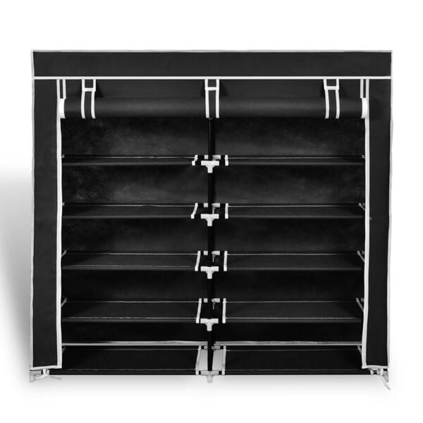 vidaXL Shoe Rack Black Powder-coated steel, Polyethylene fabric