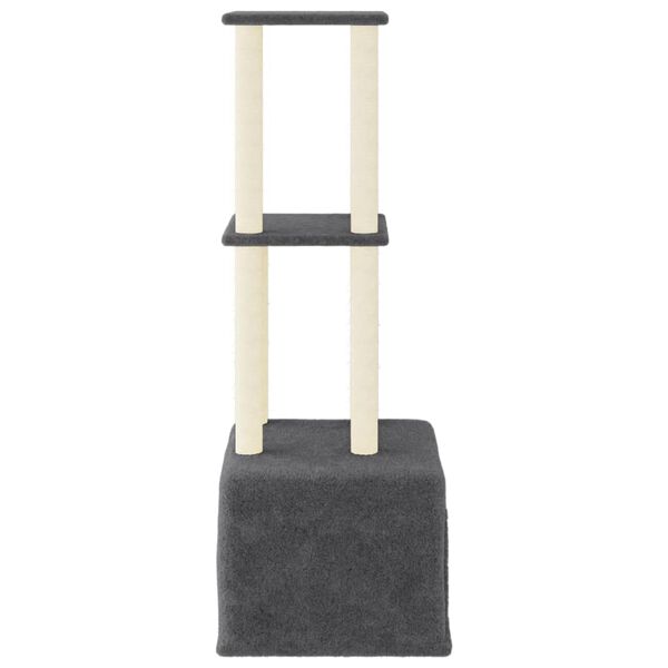vidaXL Cat Tree Dark grey Engineered wood, Plush, Sisal Large Modern