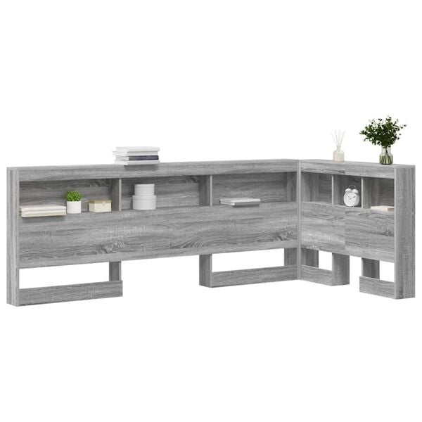 vidaXL Storage Headboard Grey Sonoma 31.50 in Engineered Wood