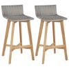 vidaXL Bar Chair Set of 2 Brown Solid acacia wood Standard Footrest