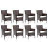 vidaXL Dining Set Brown PE rattan, steel, fabric, glass, aluminum Medium