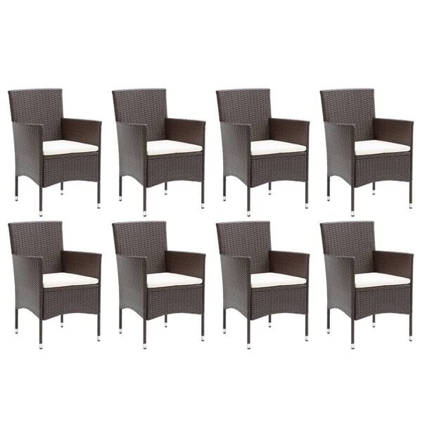 vidaXL Dining Set Brown PE rattan, steel, fabric, glass, aluminum Medium