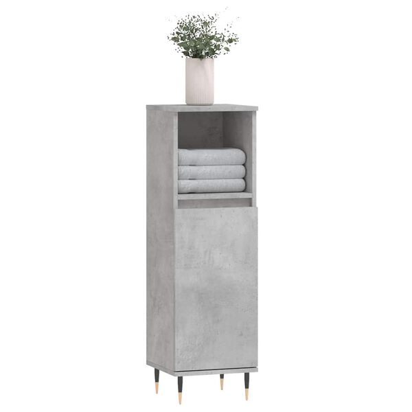 vidaXL Bathroom Cabinet Concrete Grey Engineered Wood, Iron Tall