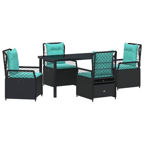 vidaXL Garden Dining Set 5 pcs Black poly rattan