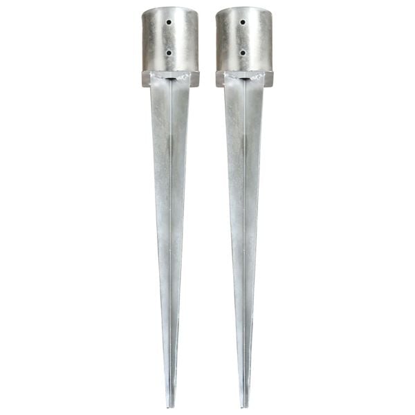 vidaXL Ground Spikes 2 pcs Silver 4.7x35.8" Galvanised Steel
