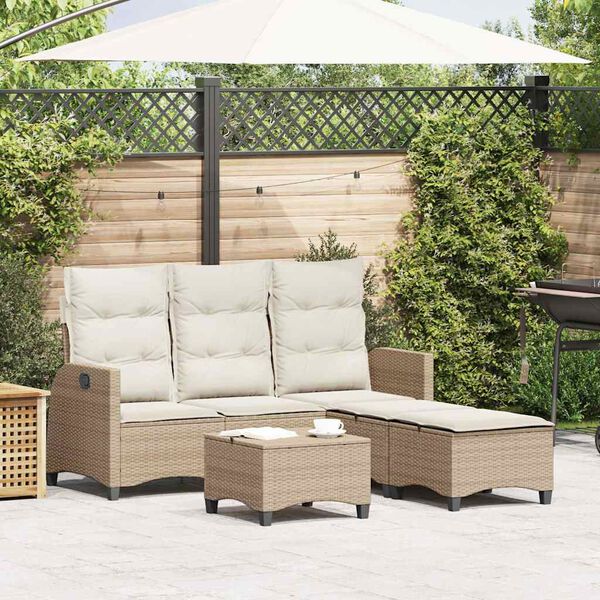 vidaXL Garden Sofa Set Beige PE rattan, powder-coated steel Large