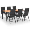 vidaXL Dining Set Black and Brown PE Rattan Multi-Position Backrest