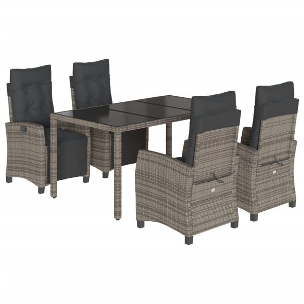 vidaXL Garden Dining Set Grey PE rattan Standard Removable Covers