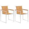 vidaXL Patio Chairs with Cushions 2 pcs Solid Teak Wood and Steel
