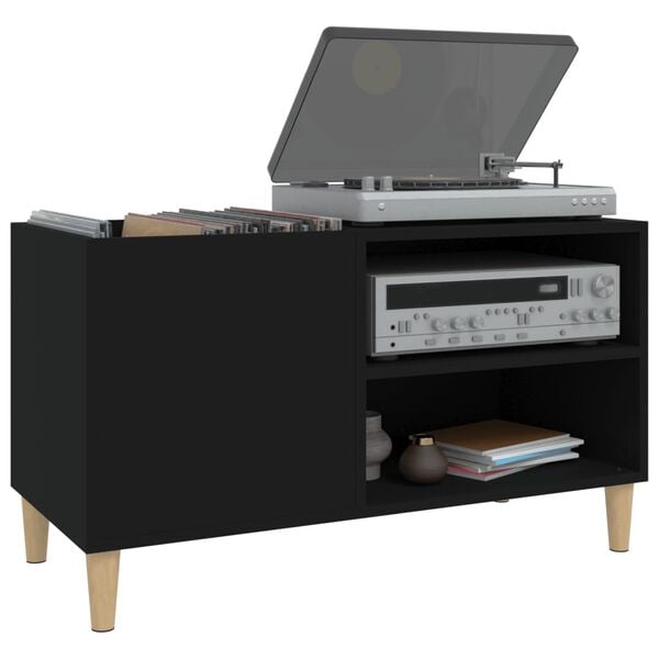 vidaXL Record Cabinet Black Engineered wood Medium Record Cabinet