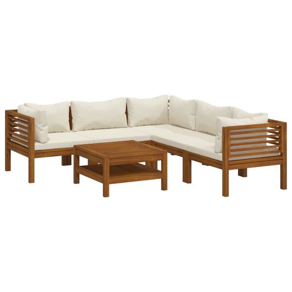 vidaXL Garden Lounge Set Cream Solid Acacia wood, Polyester Modular