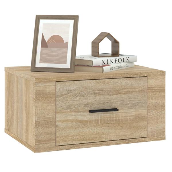 vidaXL Wall-mounted Bedside Cabinet Set of 2 Sonoma Oak Engineered wood