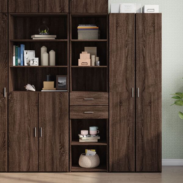 vidaXL Highboard Brown Oak Engineered Wood Highboard Rectangular