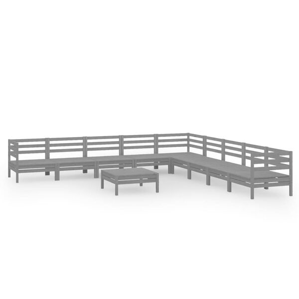 vidaXL Garden Lounge Set Grey Solid Pine Wood Modular Rustic Durable
