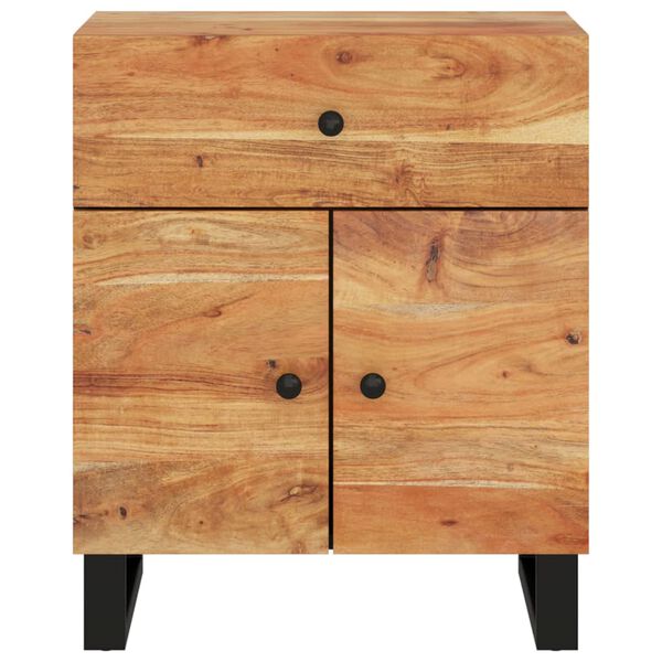 vidaXL Bedside Cabinet Natural wood and black
