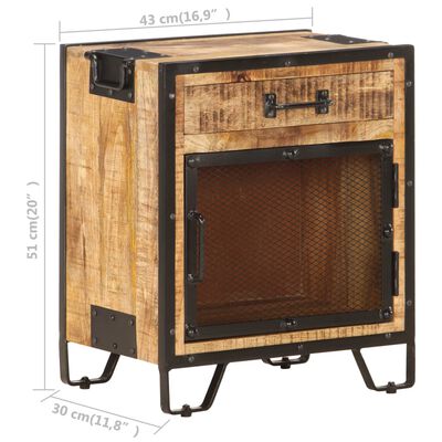 vidaXL Bedside Cabinet 16.9"x11.8"x20.1" Solid Rough Mango Wood