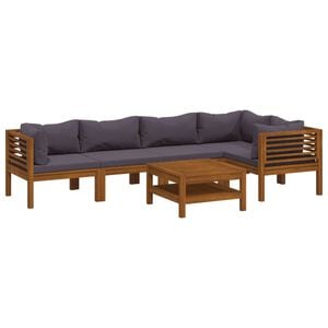vidaXL Wooden Lounge Set Dark Gray, Natural Wood Solid Acacia Wood Medium