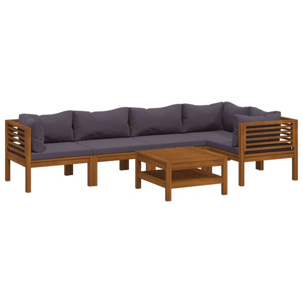 vidaXL Wooden Lounge Set Dark Gray, Natural Wood Solid Acacia Wood Medium