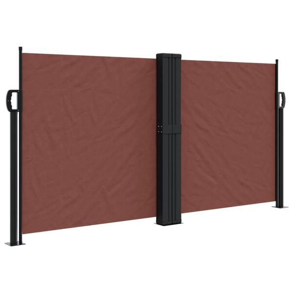 vidaXL Retractable Side Awning Brown 100% polyester with PU coating