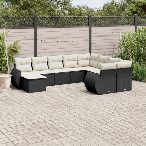 vidaXL Garden Sofa Set Black, Cream White