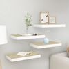 vidaXL Wall Shelf Set of 4 Oak and White Honeycomb MDF, Metal Medium