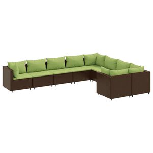 vidaXL Patio Sofa Set Brown, Green