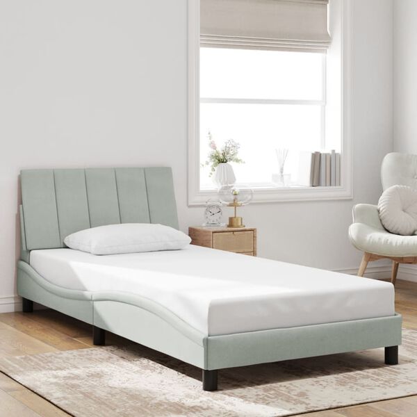 vidaXL Bed Frame Light grey Velvet Twin Appealing Design Bed Frame