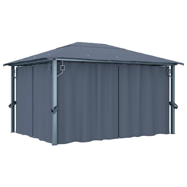 vidaXL Gazebo with Curtain 157.5 x 118.1" Anthracite Aluminium