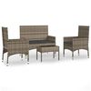 vidaXL Garden Lounge Set Grey Poly Rattan, Polyester
