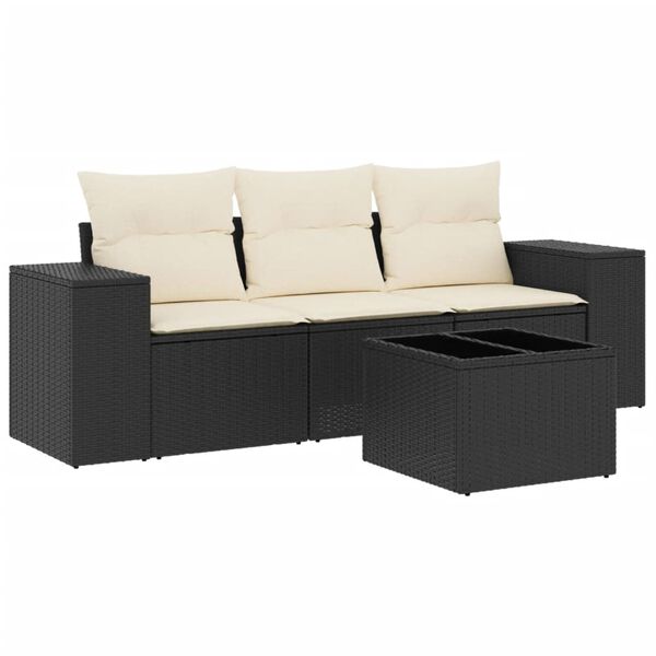 vidaXL Garden Sofa Set Black Poly Rattan Large Modular