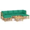 vidaXL Garden Lounge Set Bamboo and Green Bamboo, Polyester Medium