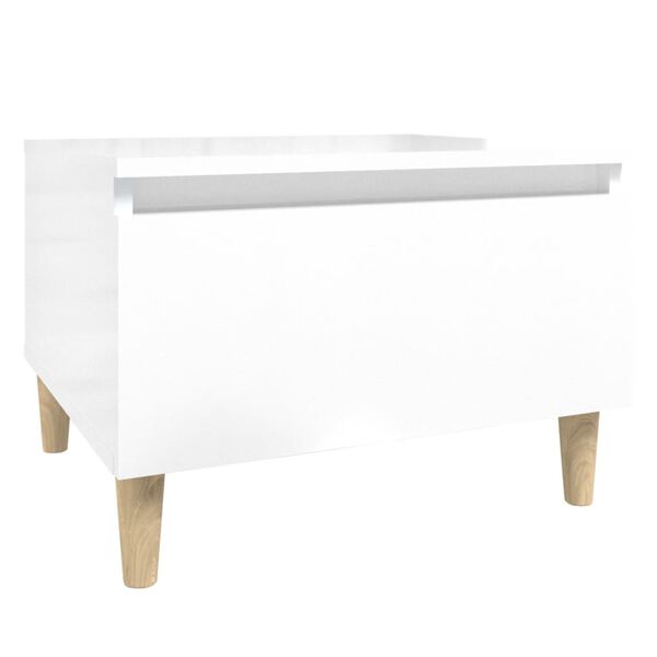 vidaXL Side Table High gloss white Engineered wood, solid eucalyptus wood