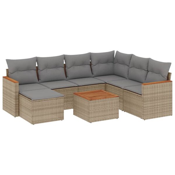 vidaXL Garden Sofa Set Beige, Light grey