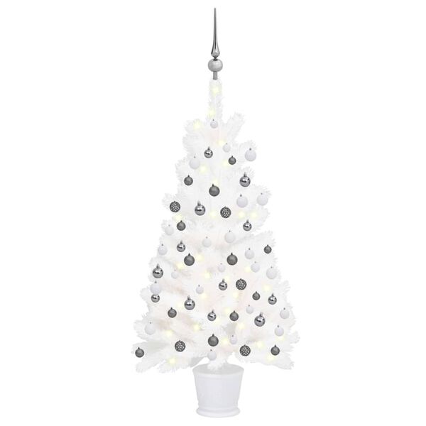 vidaXL Artificial Pre-lit Christmas Tree with Ball Set White 35.4"