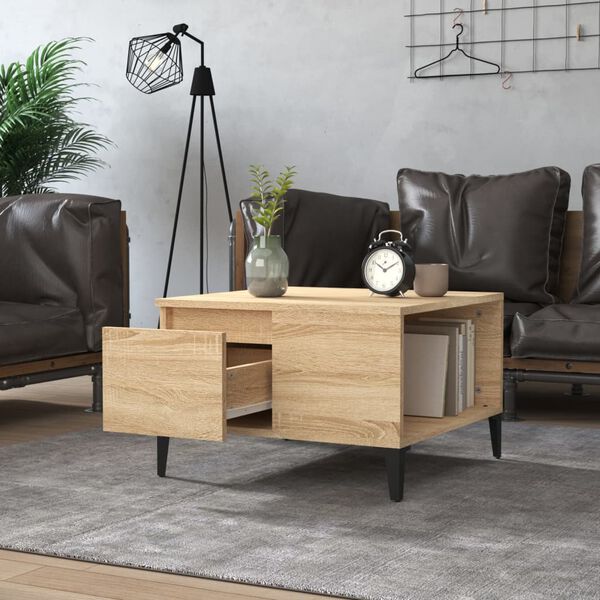 vidaXL Coffee Table Sonoma oak Engineered wood, Metal Coffee Table